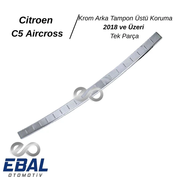 Citroen C5 Aircross Krom Arka Tampon Üstü Koruma 2018> Paslanmaz Çelik - 4