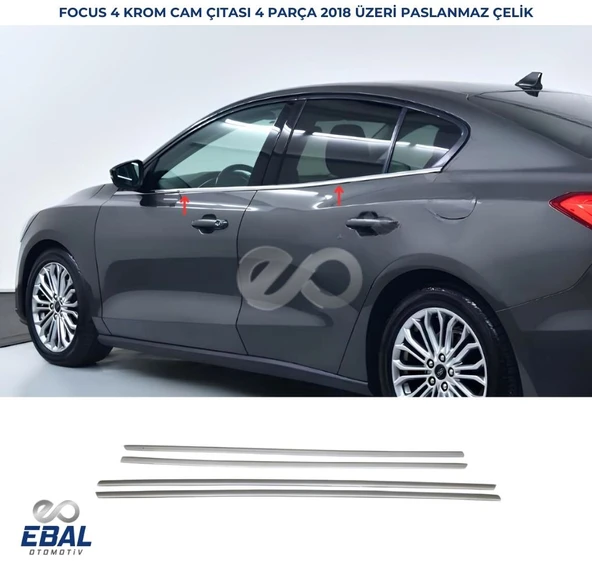 Ford Focus 4 Hb-Sedan Krom Cam Çıtası 4 Parça  2018 Ve Üzeri P.Çelik