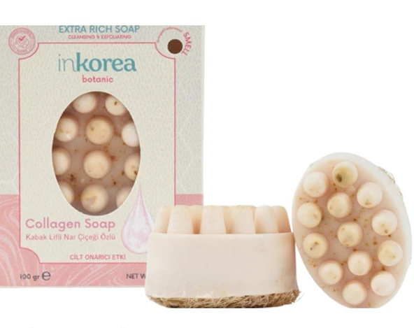 İnkorea Cilt Onarıcı Etkili Kolajenli Doğal Kabak Lifli Sabun 100 Gram