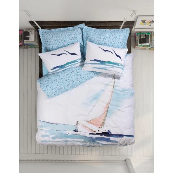Cotton Box Maritime Nevresim Takımı Çift Kişilik Sail Mavi