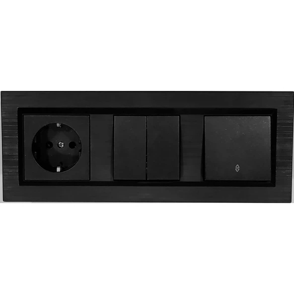 Ovivo Quantum Siyah Topraklı Priz+Komütatör (İkili Anahtar)+Vaviyen 3'lü Set ürün görseli 1