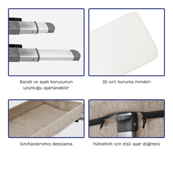 Baby Storch - Sallanabilir Anne Yanı Portatif Beşik - Yükseklik Ayarlı, Cibinlik ve Tekerlekli - 10