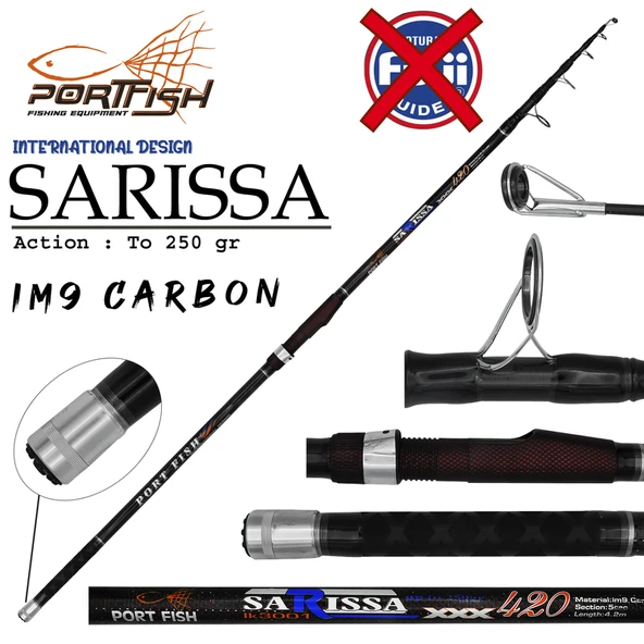 Portfish Sarissa 420 cm 250g Atarlı Karbon Surf Olta Kamışı - Resim 3