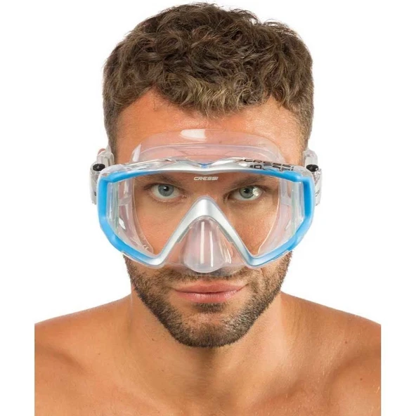 Cressi Liberty Triside Yetişkin Dalış Maskesi Şeffaf-Mavi - Resim 7
