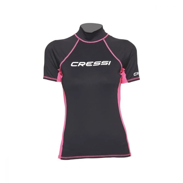 Cressi Lady Kısa Kollu Siyah-Pembe Yetişkin Rash Guard XLarge - Resim 5