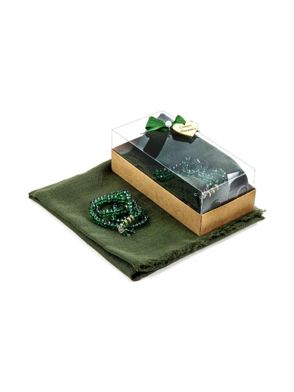 Mevlid Hediye Seti - Tesbihli - Örtülü - Yeşil Renk - Resim 2