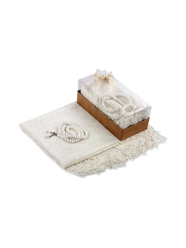 Mevlid Hediye Seti - Tesbihli - Şal Örtülü - Krem Renk - Resim 2