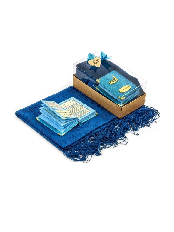 Kadife Kaplı Yasin Kitabı - Cep Boy - İsme Özel Plakalı - Tül Şallı - Tesbihli - Kutulu - Petrol Renk - İslami Hediyelik - Resim 2