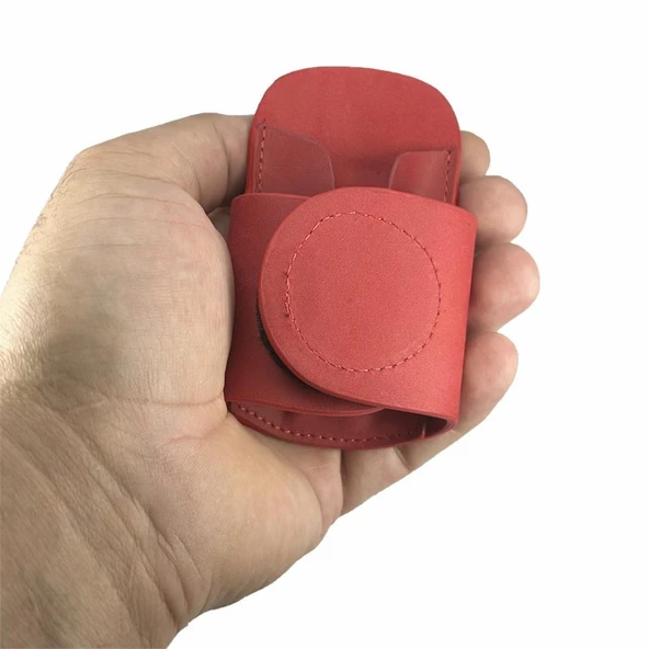 Hakiki Deri Stetoskop Tutucu Organizer Holder Kırmızı - Resim 10