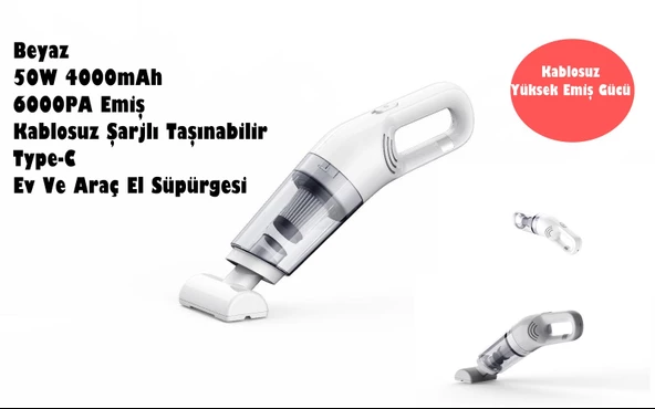 Kablosuz Şarjlı Taşınabilir Type-C Ev Süpürgesi