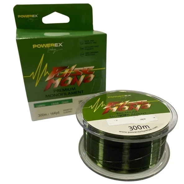 Powerex Pulse 300 metre 0,37 mm. 8,49 kg. Çekerli Yeşil Carbon Monofilament Misina - 1