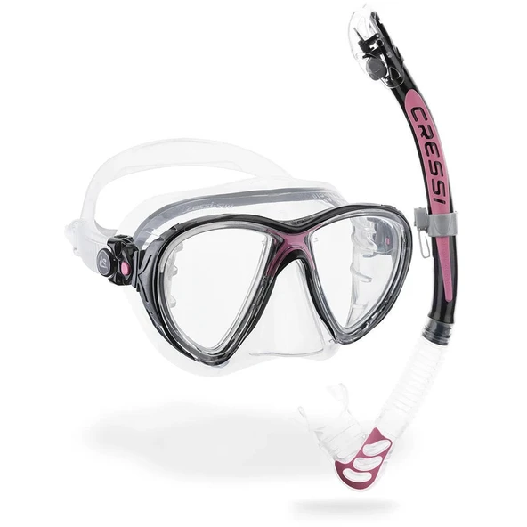 Cressi Big Eyes Evolution+Aplha Ultra Dry Black Pink Maske Şnorkel Seti - 2