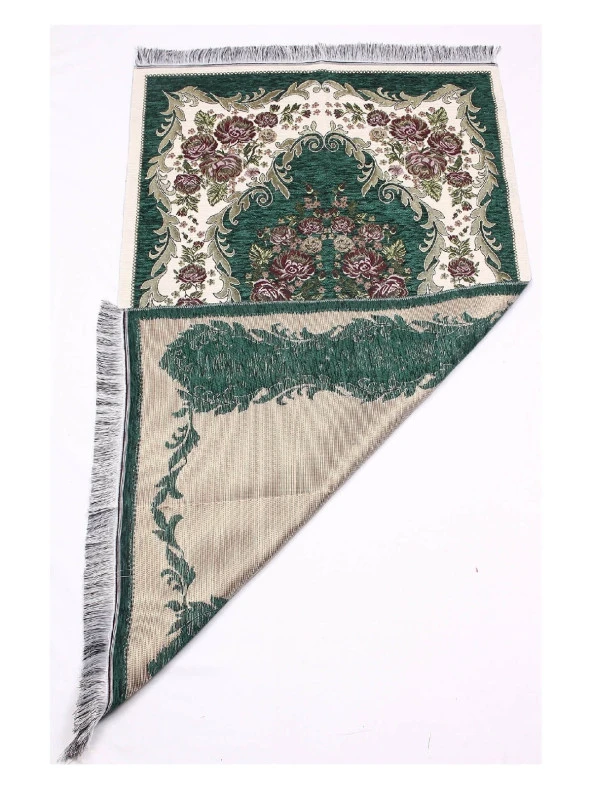 Lüks Gülce Şönil Seccade - 0260 - Koyu Yeşil Renk - Resim 2