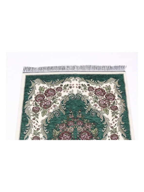 Lüks Gülce Şönil Seccade - 0260 - Koyu Yeşil Renk - Resim 4