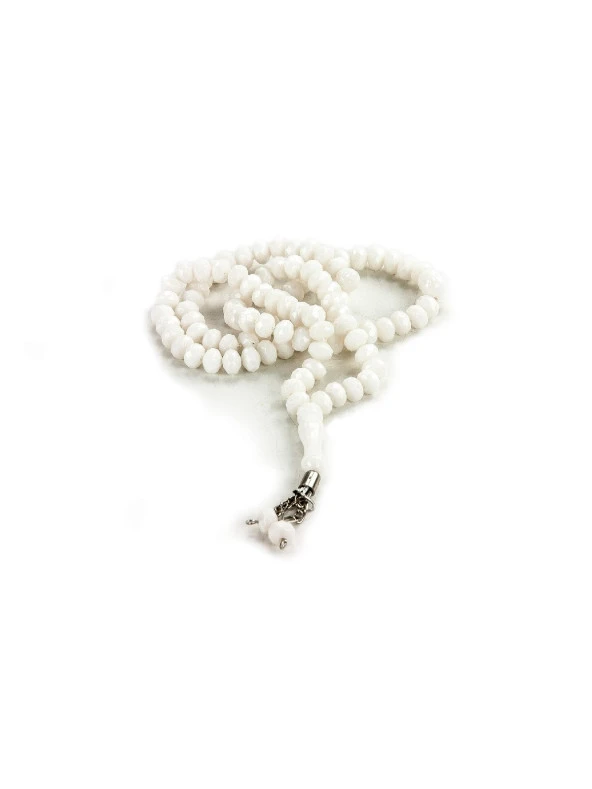 Kristal Görünümlü 99' lu Tesbih Mevlüt Hac Umre Hediyelik 10 adet Beyaz - Resim 3