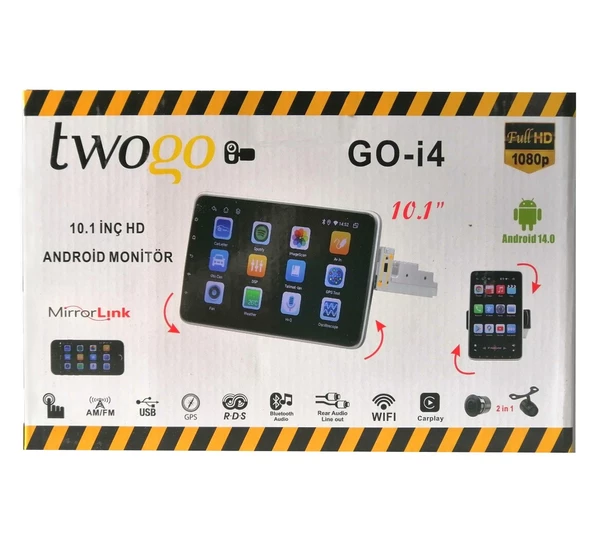 Twogo GO-İ4 10.1 Inch 4GBX64GB 360* Dönen Full HD GPS MirrorLink Wifi BT Dokunmatik Android Monitör - 6