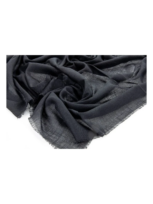 Flamlı Kare Pamuklu Örtü  - Siyah - Resim 2