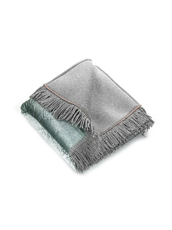 Çeyizlik Kutulu Astarlı Süngerli Hediyelik Kalın Kadife Seccade Mavi - Resim 4