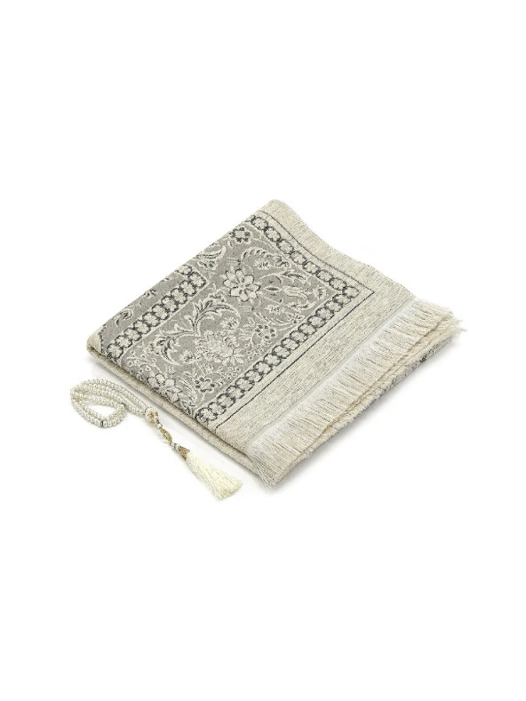 Mihraplı Şönil Lüks Seccade - Gri Renk - Resim 2