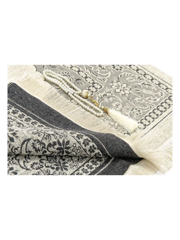 Mihraplı Şönil Lüks Seccade - Gri Renk - Resim 4