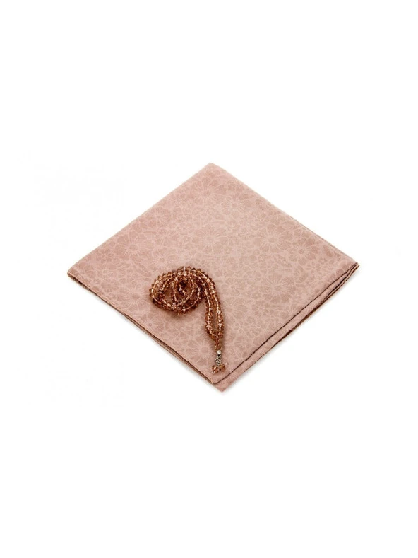 Anneler Gününe Özel Kutulu Set Seccade Örtü Tesbih Kahverengi - Resim 2