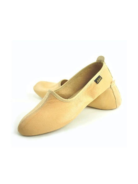 %100 Deri Hac Umre Tavaf Patiği ve Ev Ayakkabısı Krem - 4