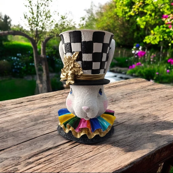 Tavşan Saksı Vazo, Decoratif Polyester Büyük Boy Saksı, Paskalya Tavşan Saksı - 3