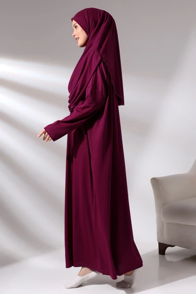 Tek Parça Namaz Elbisesi - Fuşya - 5015 - 4