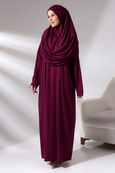 Tek Parça Namaz Elbisesi - Fuşya - 5015 - 7