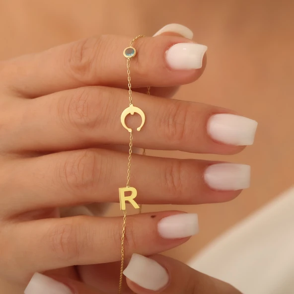 Vaoov 925 Ayar Gümüş Nal ve Harf Şans Kolyesi ürün görseli