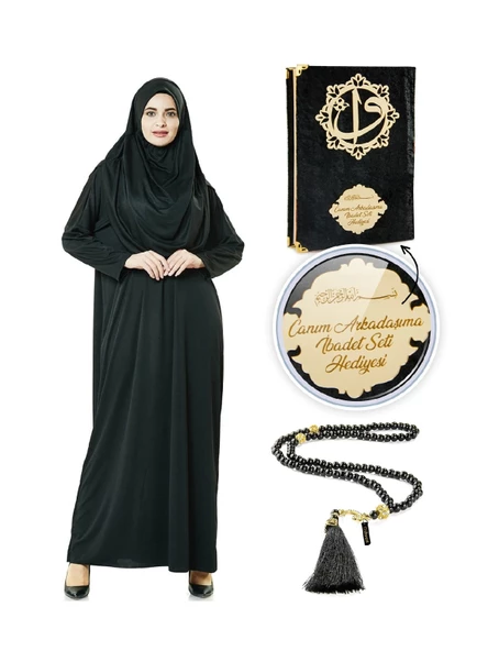 İsme Özel Anneler Günü Hediyesi Namaz Elbisesi Seti Siyah - 2