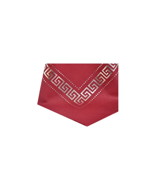 Pano Desenli Varaklı Kırmızı Örtü - Resim 2