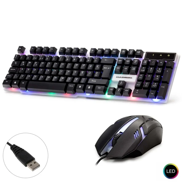 KABLOLU OYUNCU KLAVYE Q MOUSE SETİ LEDLİ HADRON HD-837Q