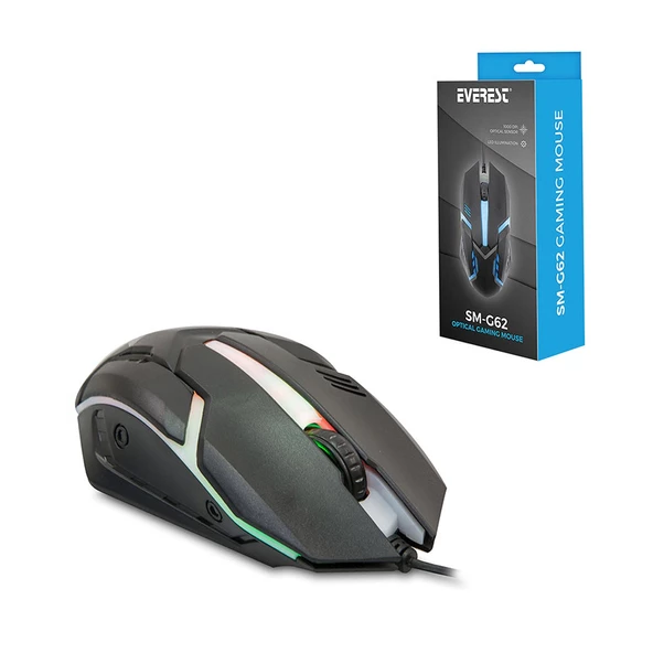 EVEREST SM-G62 Kablolu Oyuncu Mouse 1000 Dpi Ledli