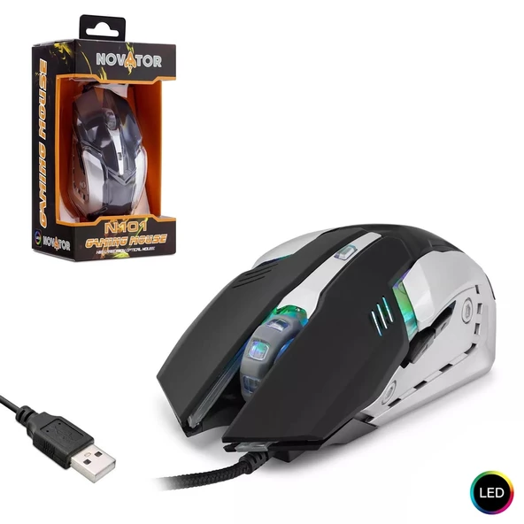 NOVATOR N-101 Kablolu Oyuncu Mouse 2000 Dpi Ledli