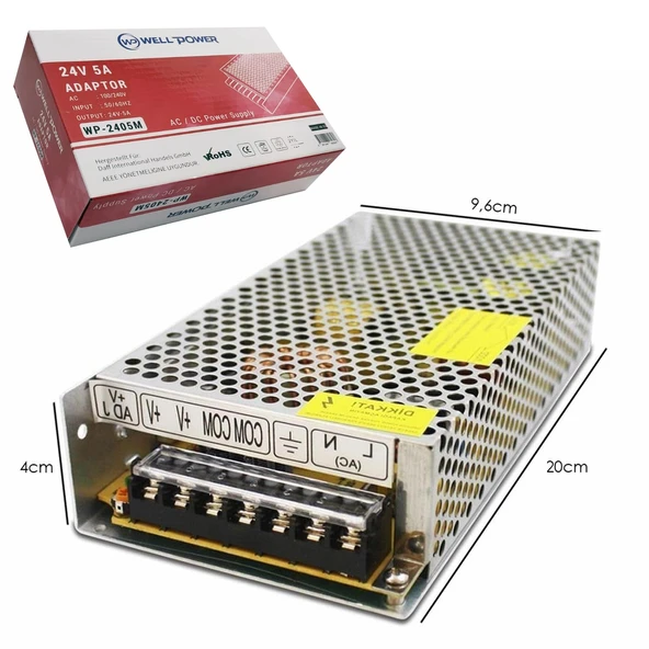 WELLPOWER WP-2405M Metal Kasa Adaptör 24 Volt 5 Amper ürün görseli 1