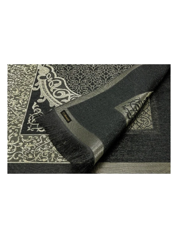 Ekonomik Osmanlı Tafta Seccade - 0150 - Siyah - Resim 4