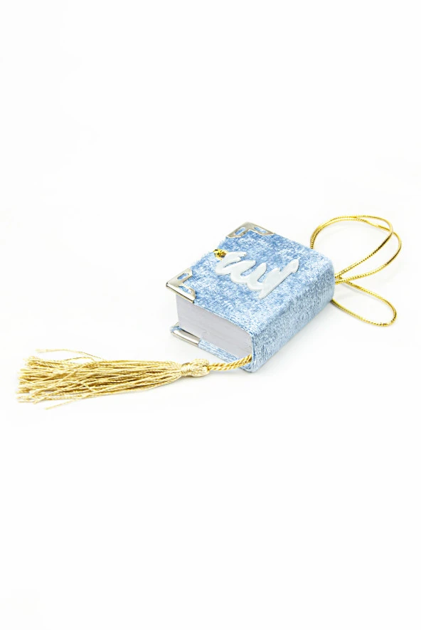 Kadife Kaplı Mini Kuranı Kerim Sade Arapça Mavi Bilgisayar Hatlı - Resim 2