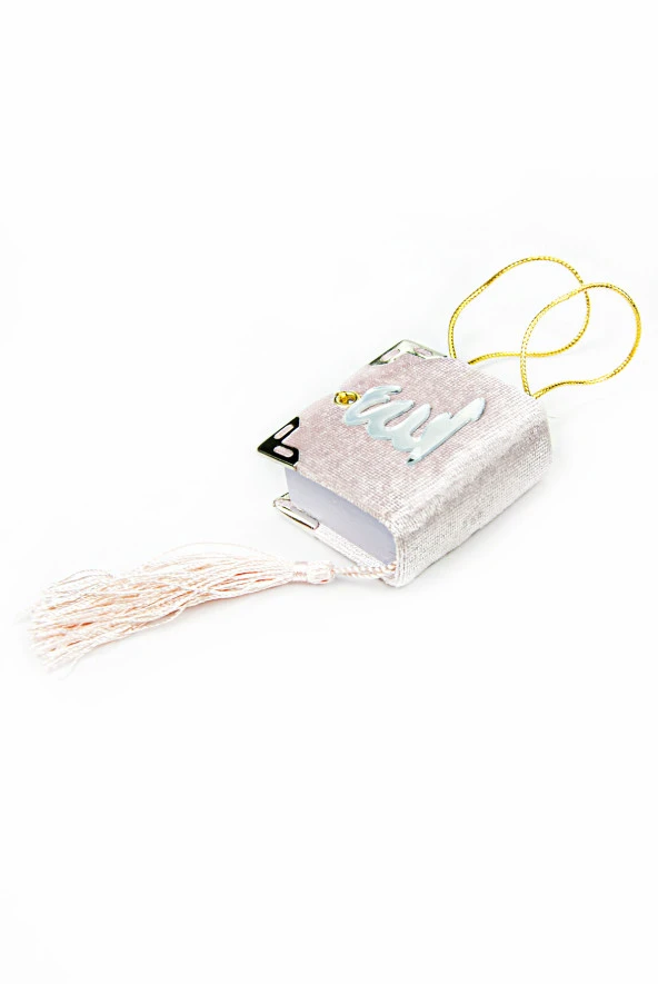 Kadife Kaplı Mini Kuranı Kerim - Sade Arapça - Pembe - Bilgisayar Hatlı - Resim 2