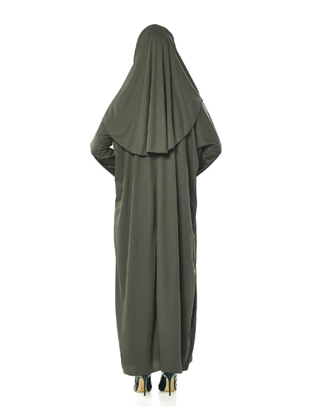 Tek Parça Namaz Elbisesi - Haki - 5015 & Seccade & Zikirmatik - Üçlü Takım - 3