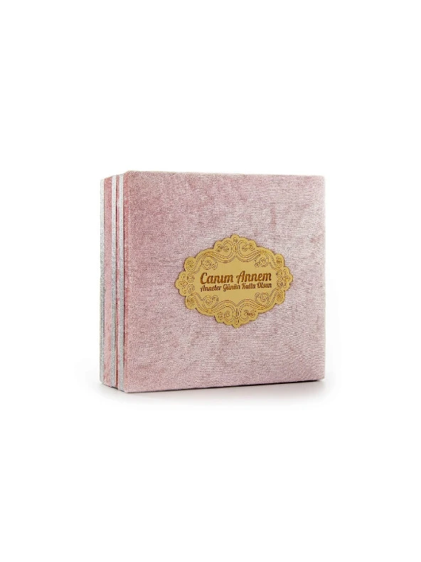 İsme Özel Türk Bayraklı Kadife Sandıklı Kuran Seti - Resim 7