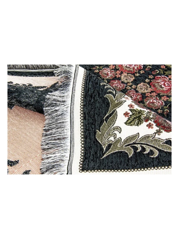 Lüks Gülce Şönil Seccade Siyah - Resim 4