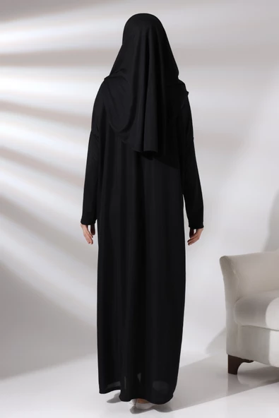 Tek Parça Namaz Elbisesi - Siyah - 5015 - 5