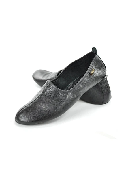 %100 Deri Hac Umre Tavaf Patiği ve Ev Ayakkabısı Siyah - 4