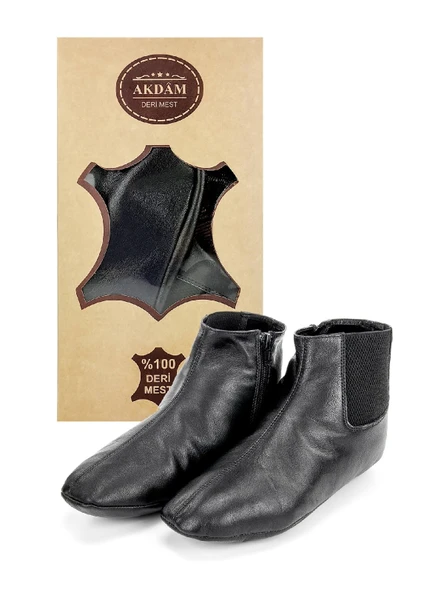 Hakiki Doğal Dana Derisi Mest - Lastikli, Soğuk Geçirmez - Siyah