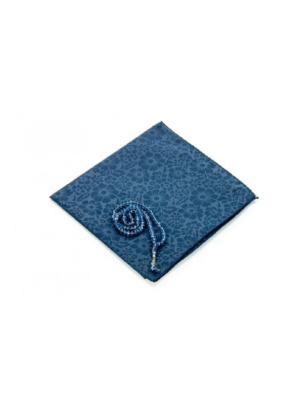 Anneler Gününe Özel Kutulu Set Seccade Örtü Tesbih Lacivert - Resim 3