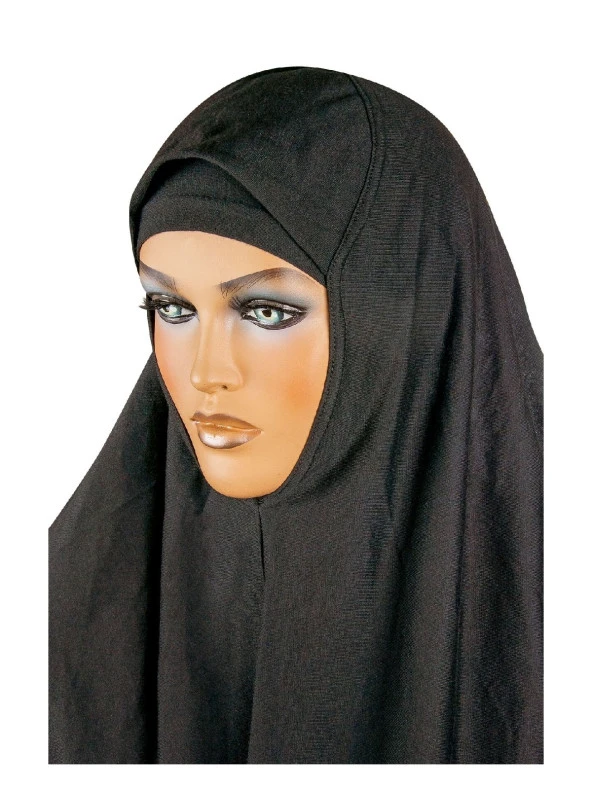 Boneli Hazır Başörtü Takımı Siyah -1154 - Resim 2