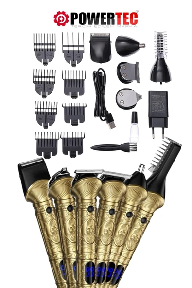 TR-1000 (6in1) 6 Başlıklı Erkek Bakım Kiti Saç Sakal Vücut Kulak Burun Kıl Tüy Alma Makinesi - Resim 8