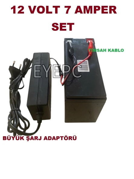 Oyuncaklar Için 12 Volt 7 Amper Akü + 3 Amper Şarj Adaptörlü Set