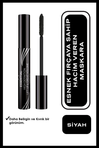 GOLDEN ROSE Essential High Definition & Lift Up&great Volume Mascara Black - Hacim Veren Maskara - 8691190070601